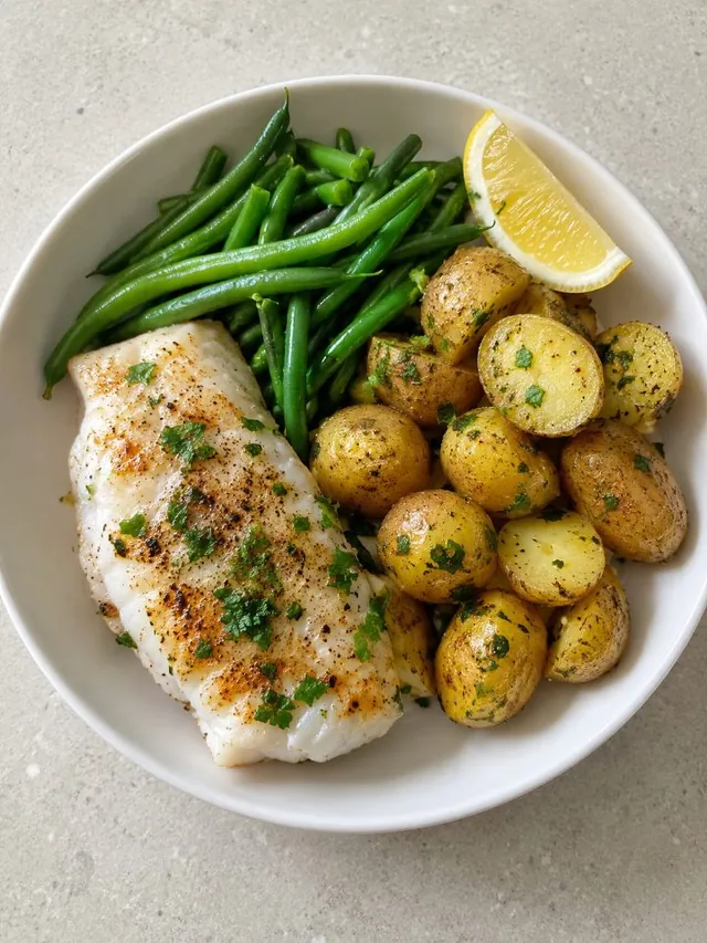 Cod, potatoes and green beans