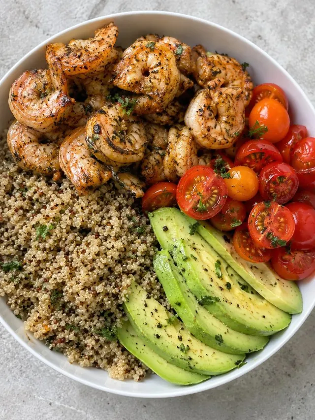 Shrimp, quinoa and avocado