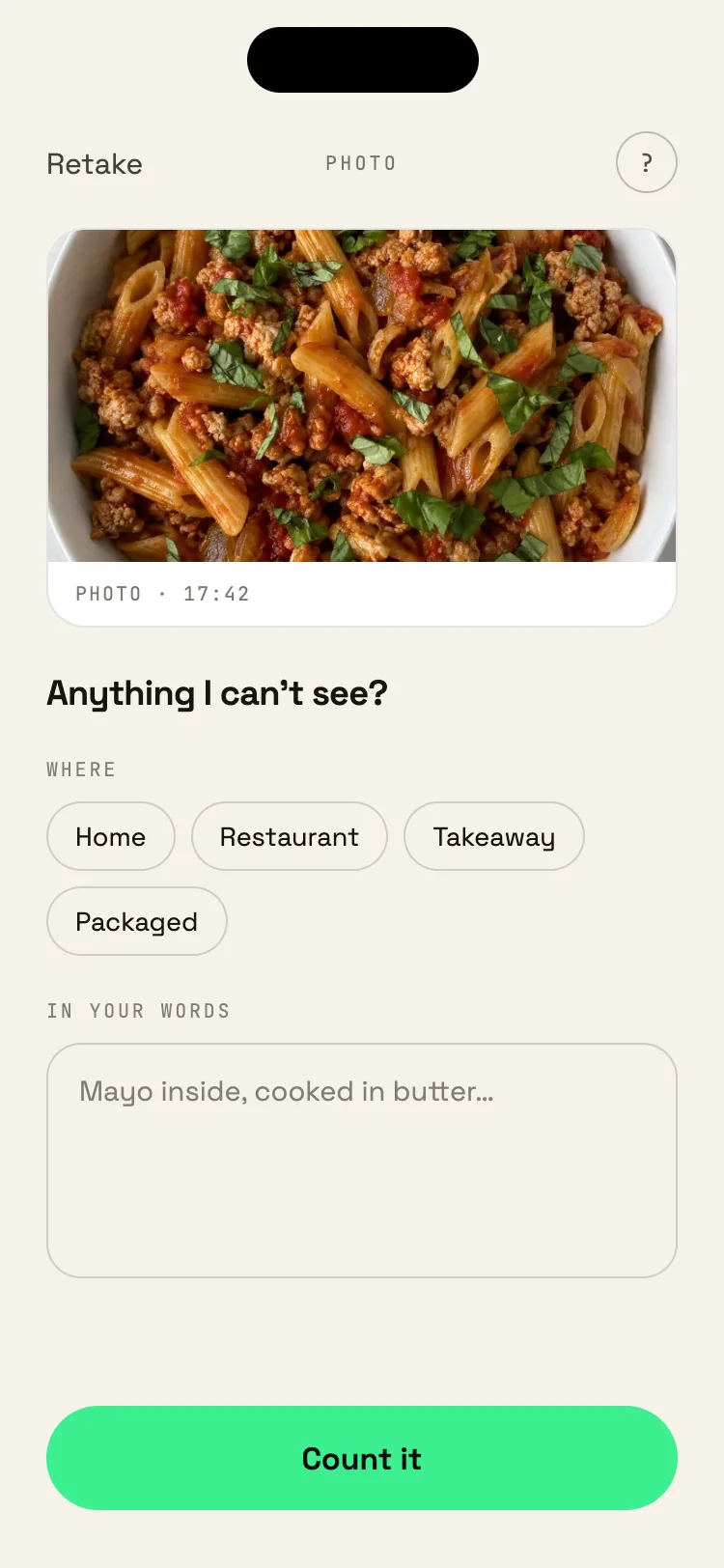 Adding where the meal was eaten
